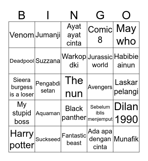 Lena Bingo Card