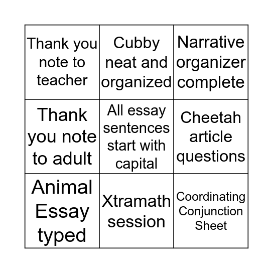 T'was the Day Before Holiday Bingo Card