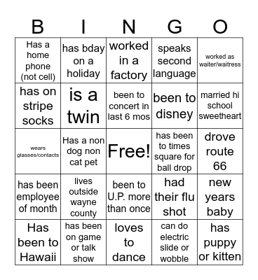 Ice Breaker Bingo Card