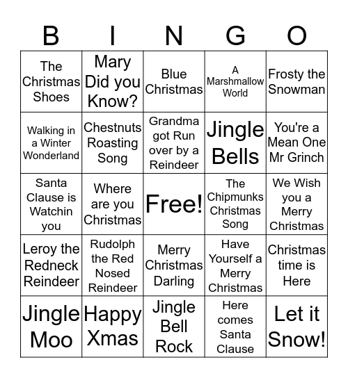 Christmas Bingo! Bingo Card