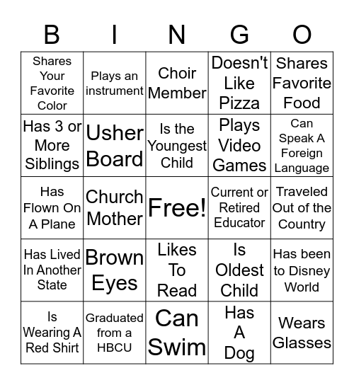 Friends Get To Know You Bingo Card