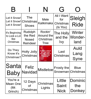 Christmas Tunes Bingo Card