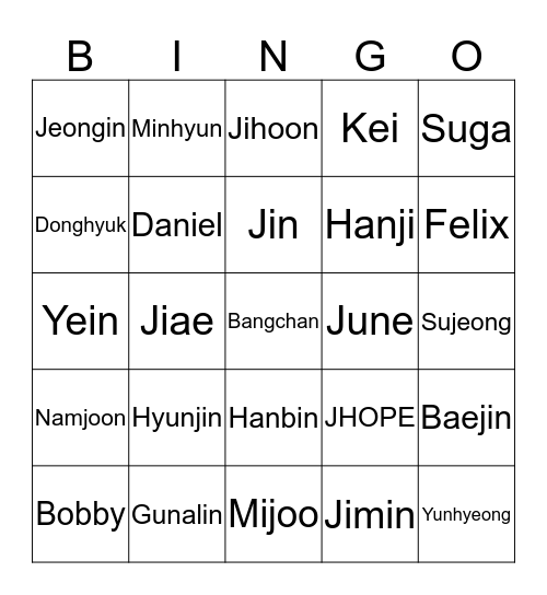 Soojung Bingo Card