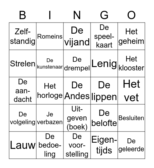 Groep 5 thema 5-6 Bingo Card