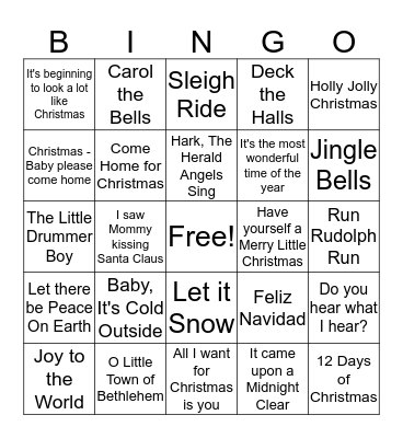 Merry Christmas Bingo Card