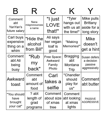 Brickey Christmas 2k19 Bingo Card