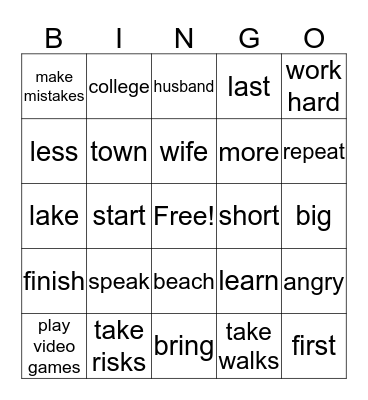 Bridges Bingo Card