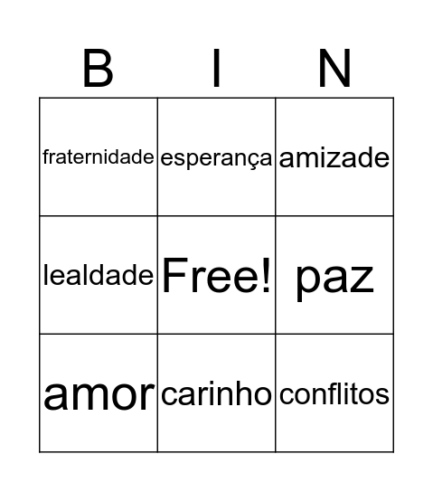 família Bingo Card