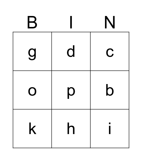 ABC Bingo Card