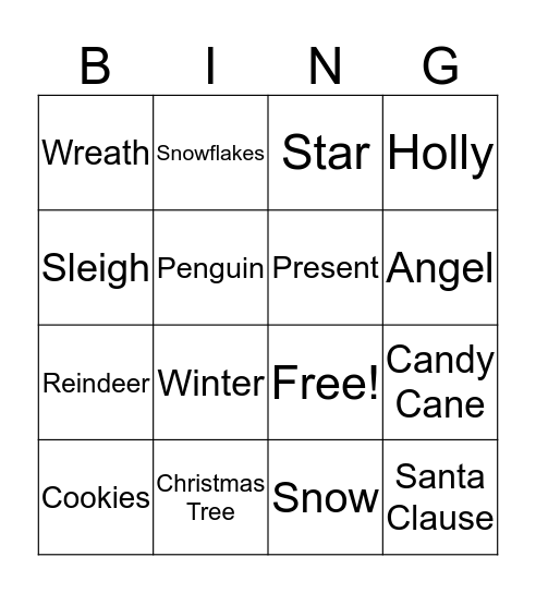 Christmas Bingo Card