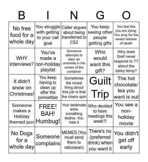 Grinch (Calls) Bingo Card