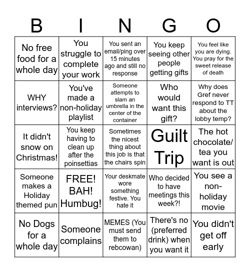 Grinch (No Calls) Bingo Card