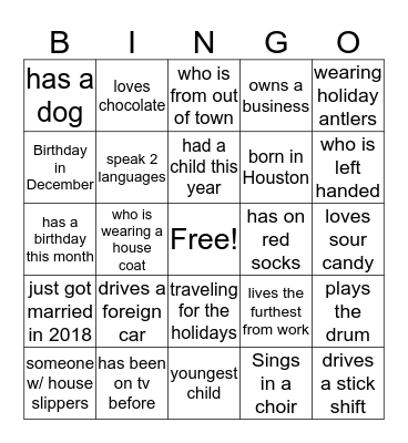 Holiday BIngo Card