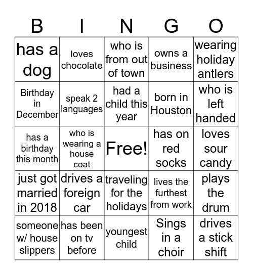 Holiday BIngo Card