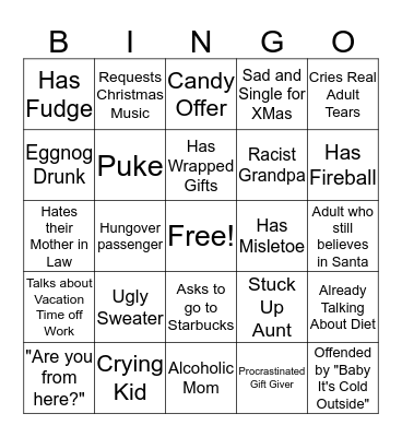 Christmas Uber Bingo Card