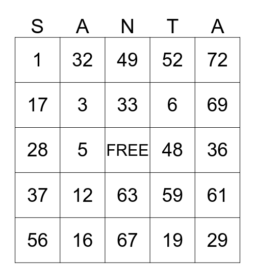 HO HO HO Bingo Card