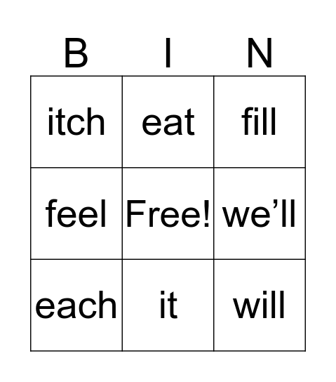 #1 SEAT - SIT Bingo Card