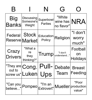 Sabbath Holiday BINGO Card