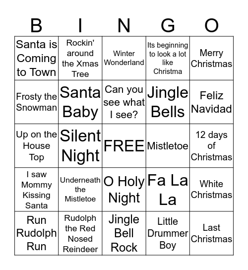 Christmas Bingo Card