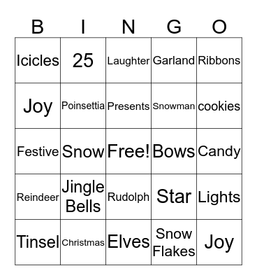 Christmas 2018 Bingo Card