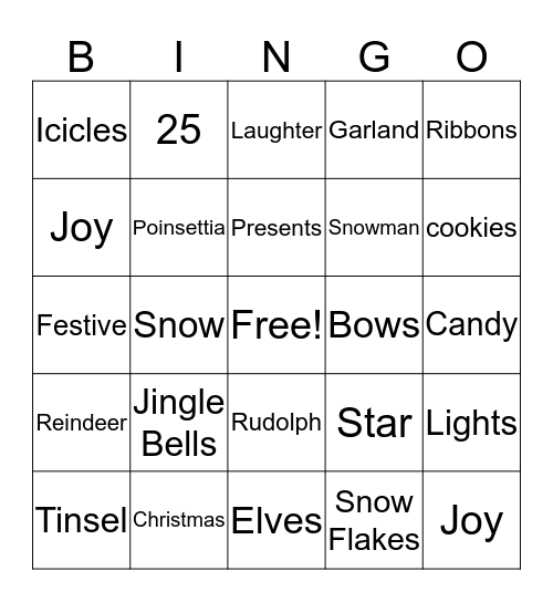 Christmas 2018 Bingo Card