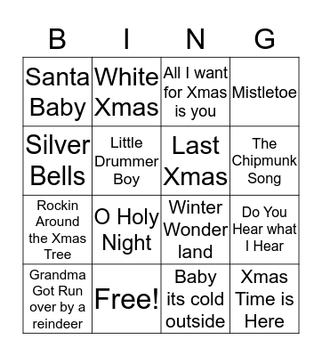 Christmas Songs Bingo Card