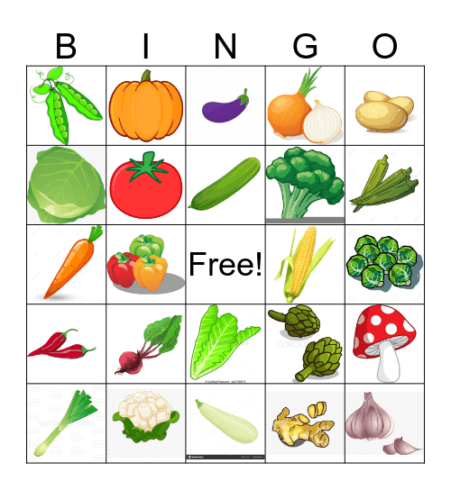 VEGETABLES Bingo Card