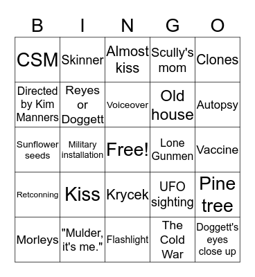 X-Files Bingo Card