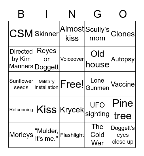 X-Files Bingo Card