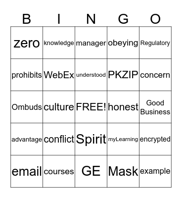 Compliance - Getting It Right Bingo Card