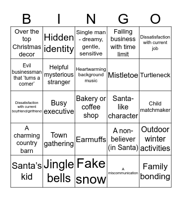 Hallmark Christmas Movie Bingo Card