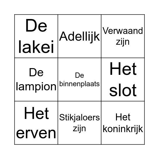 De zieke koning Bingo Card