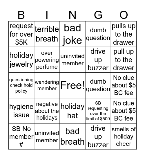 HOLIDAY FUN Bingo Card