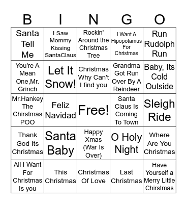 Stubbs Christmas BINGO Card