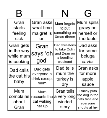 Morrissey Christmas Bingo Card