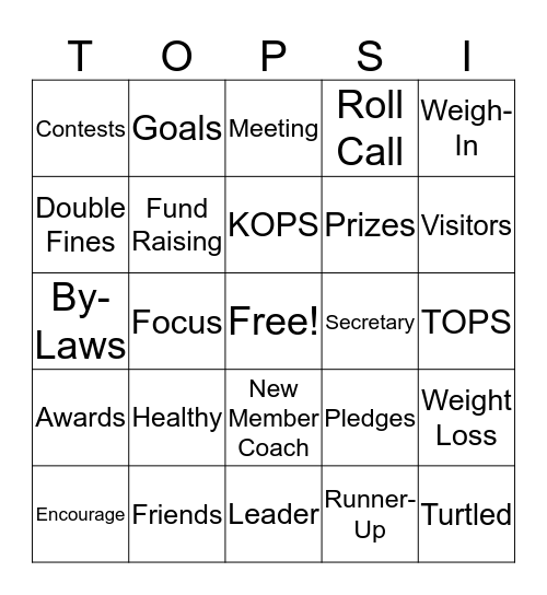 TOPSI Bingo Card