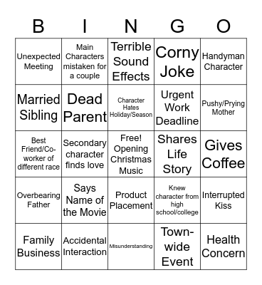 Hallmark Christmas Movie Bingo Card