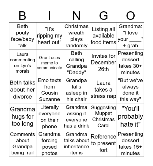 Murphy Holiday Bingo Card