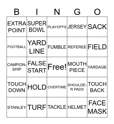 DA BEARS Bingo Card