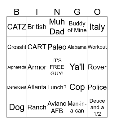 CORNBREAD BINGO Card
