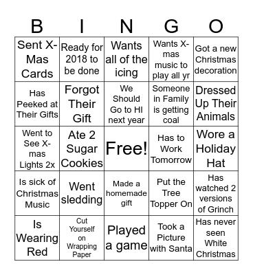 Christmas Bingo Card
