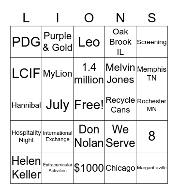 Zone Meeting Bingo Card
