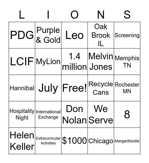 Zone Meeting Bingo Card
