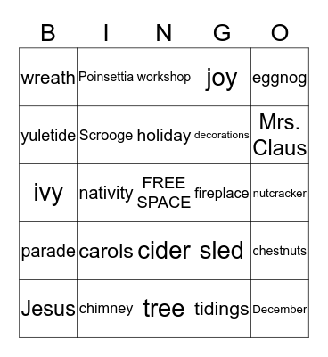 A FAMILY CHRISTMAS Bingo Card