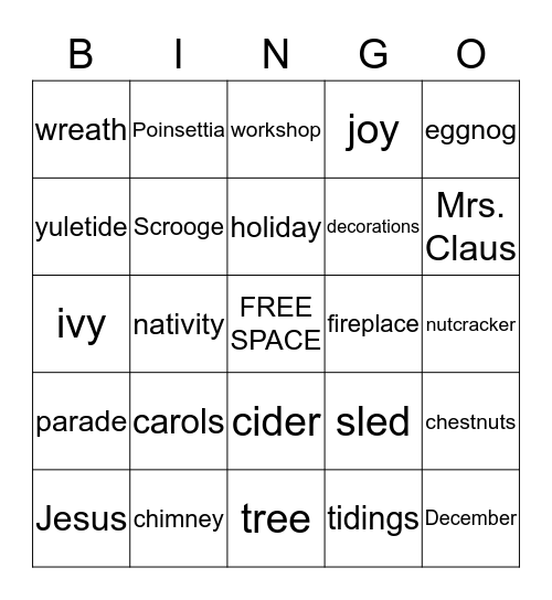 A FAMILY CHRISTMAS Bingo Card