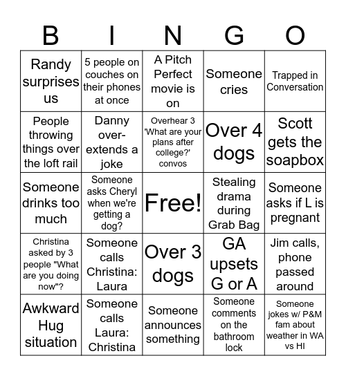 Herman Christmas Gathering Bingo Card