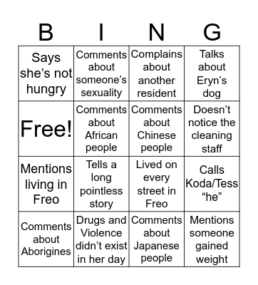 Grandy Christmas Bingo Card