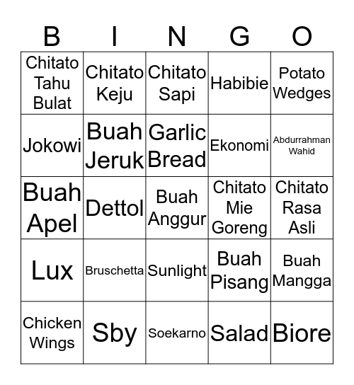 Aul Bingo Card