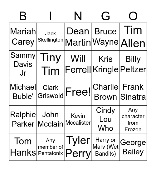 Holiday Contact Bingo Card