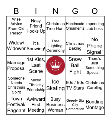 Hallmark Christmas Movie Bingo Card